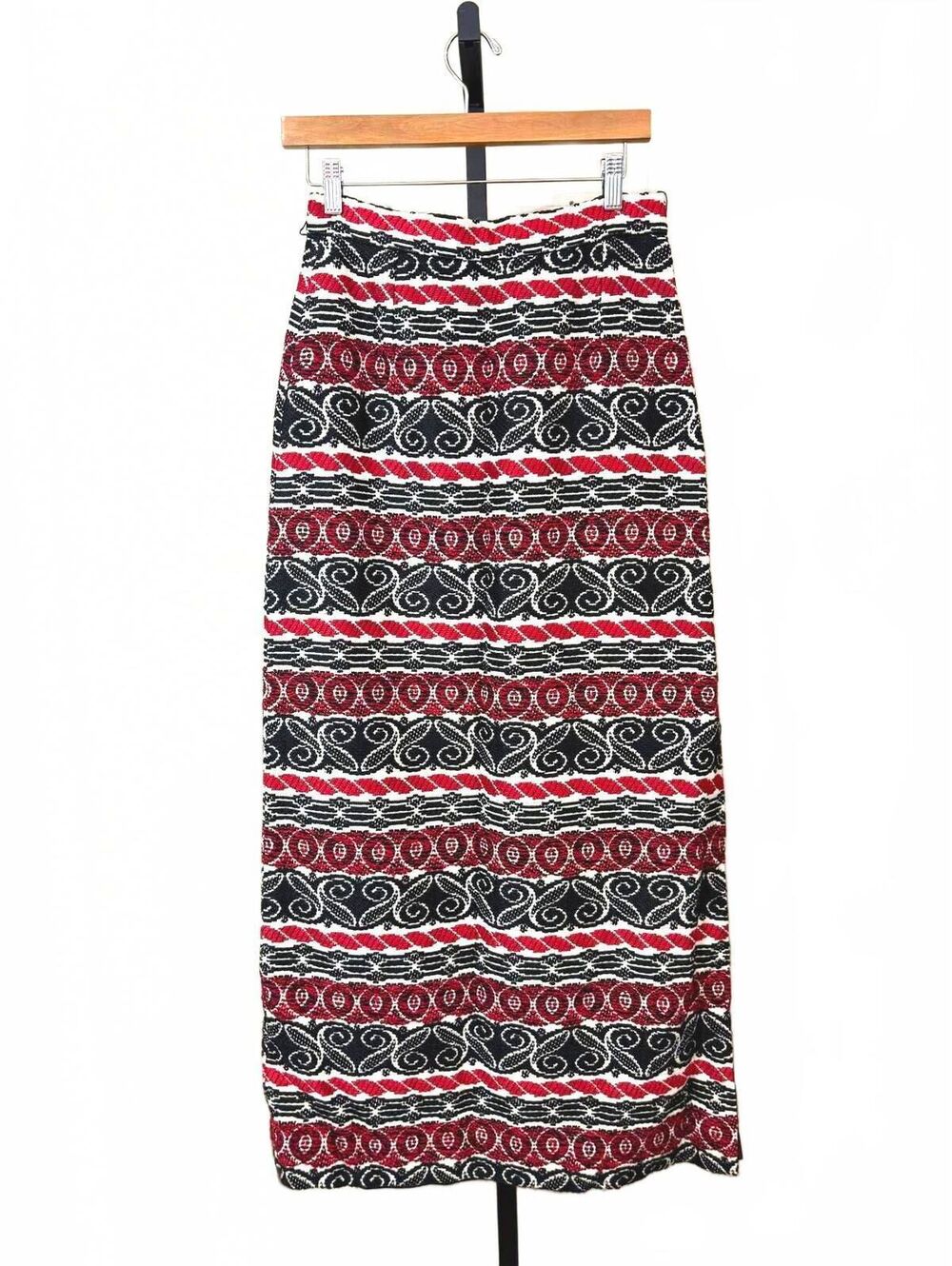 Vintage 60s/70s Susan Thomas Women's Maxi Skirt with Patterned Stripes